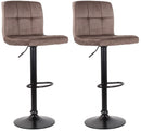 Set 2 Sgabelli 44x38x63/82 cm in Velluto con Base Nera Grigio