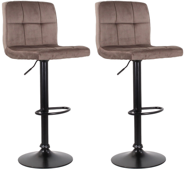 Set 2 Sgabelli 44x38x63/82 cm in Velluto con Base Nera Grigio sconto