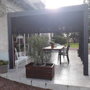 Pergola da Giardino 3,6x3 m in Alluminio con 4 Pannelli Moucharabieh e Tenda Laterale Grigio Antracite