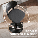 Set 2 Sgabelli da Bar 40,5x43x84-105 cm in Tessuto Effetto Lino e Metallo con Poggiapiedi Nero      