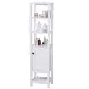 Mobile Alto da Bagno 1 Anta 4 Ripiani 40x35x164 cm in Truciolare  Bianco