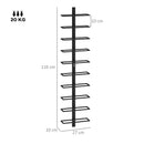 Portabottiglie da Parete per 10 Bottiglie 27x10x116 cm in Acciaio Nero    