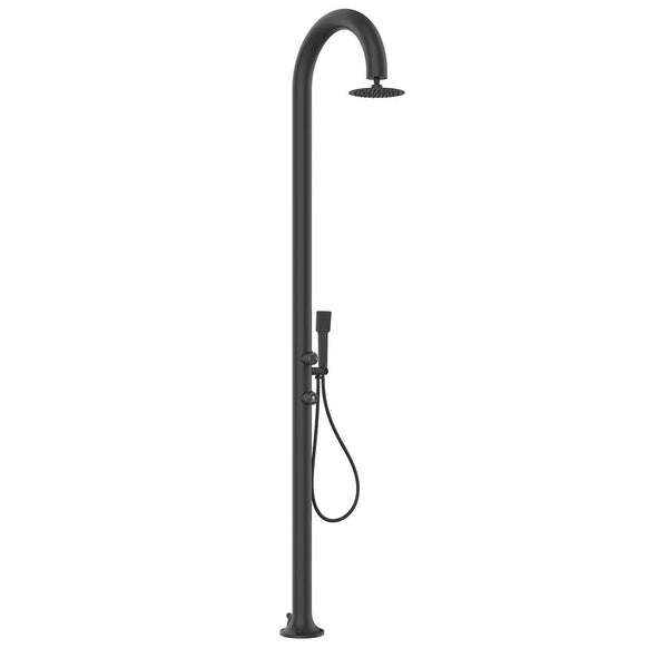 prezzo Doccia da Giardino in Alluminio Soffione Rotondo e Doccino Sined Luna Alu D Nero
