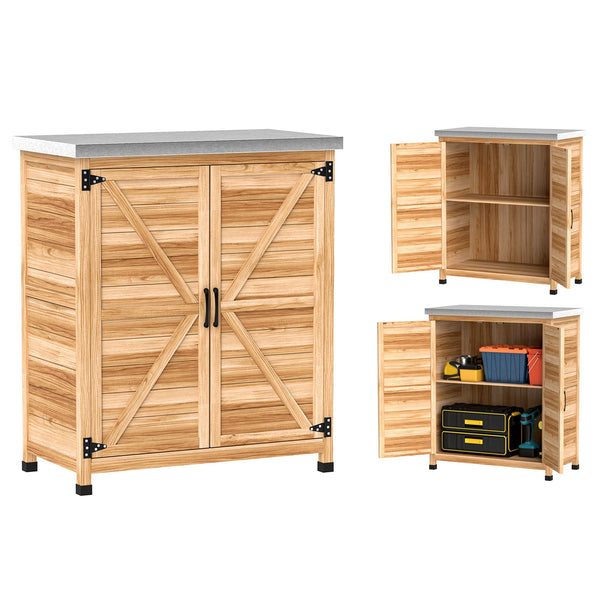 acquista Armadio da Esterno 79x43x92 cm con Banco da Lavoro in Legno e Acciaio Zincato