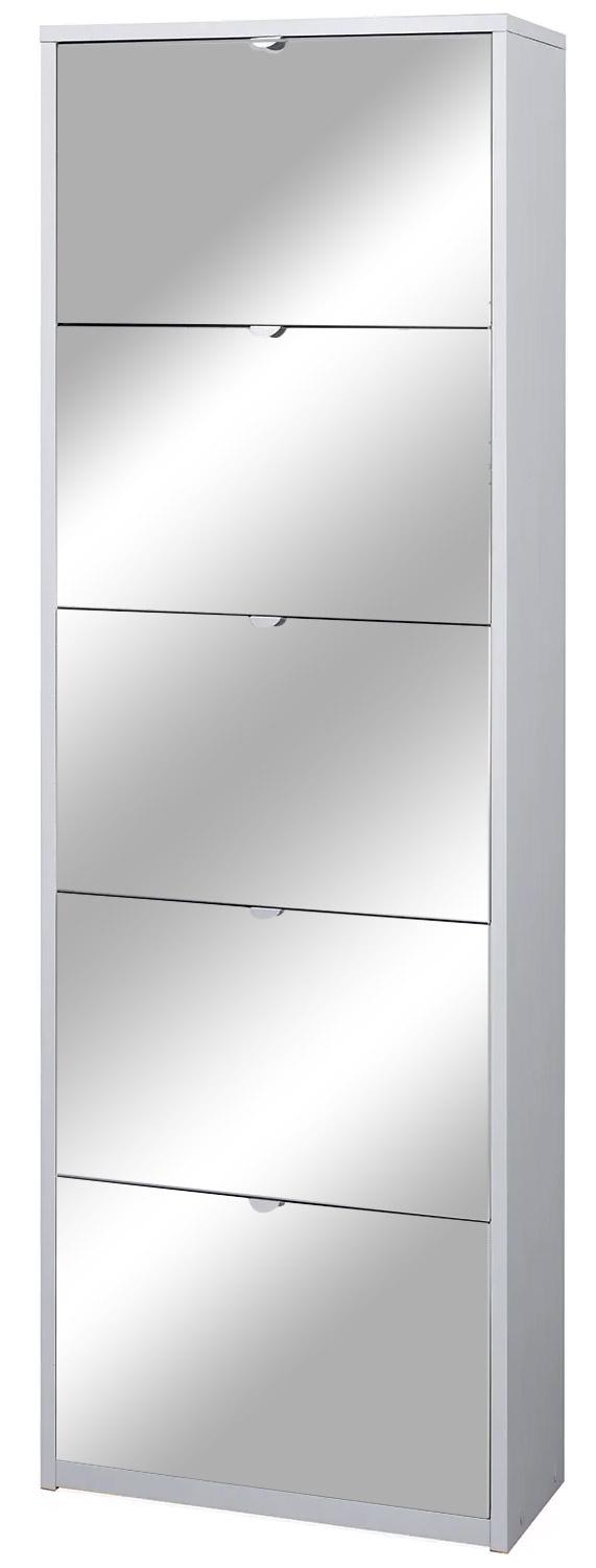 prezzo Scarpiera 5 Ante con Specchio 63x190x29 cm Bianco Fiammato