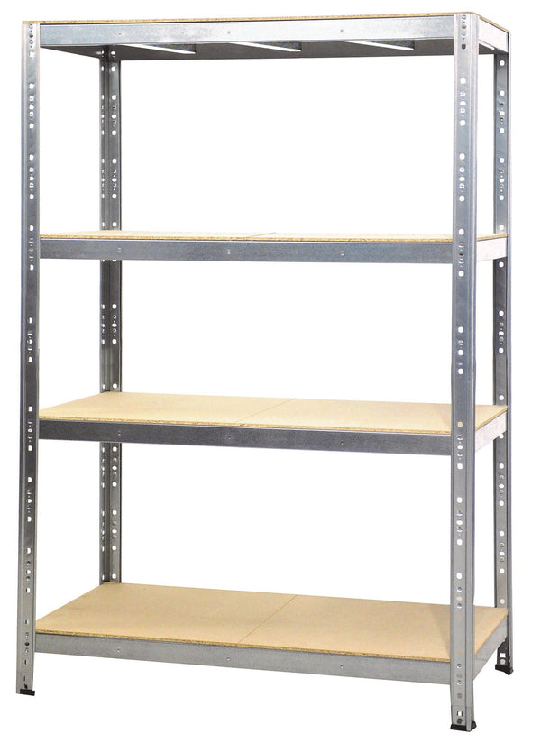 acquista Scaffale in Metallo 4 Ripiani in Legno Truciolato 160x60x180 cm Zincato