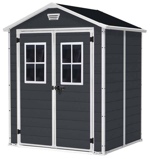 Casetta da Giardino Porta Attrezzi 185x152x226 cmin Resina Effetto Legno Keter Manor 6x5 Nero online