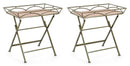 Set 2 Tavolini da Soggiorno 63x40x60 cm in Acciaio Guenda Verde Scuro