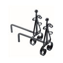 Coppia di Alari per Camino Pomolo Sfaccettato in Ferro Verniciato Grigio Martellato  