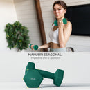 Set 6 Pesi Manubri con Supporto Coppie da 3-4-5 Kg in Metallo Verde e Nero   