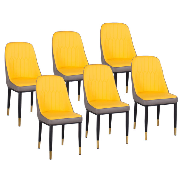 Set 6 Sedie Imbottite 45x42x92 cm in Similpelle Gialli prezzo