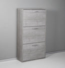 Scarpiera Salvaspazio 3 Ante Doppia Profondità 18 Paia 65x25x119,4 cm in Truciolare Nobilitato Cemento