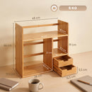 Organizer da Scrivania Reversibile 48x19,5x46 cm con 2 Cassetti Portaoggetti Multifunzionale in Bambù      