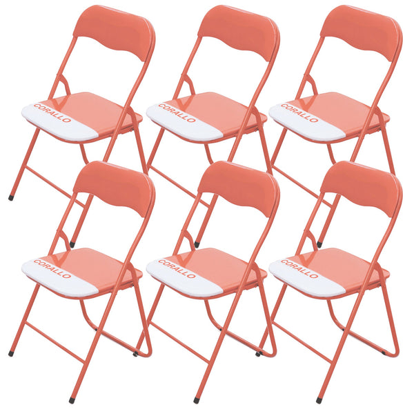 Set 6 Sedie Pieghevoli in Metallo Soriani Corallo online