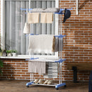 Stendibiancheria Pieghevole 73x64x177 cm 4 Livelli in Acciaio e PP Bianco e Argento
