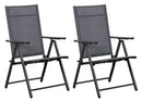 Set 2 Sedie Pieghevoli da Giardino 57x67x107 cm in Metallo e Textilene Grigio