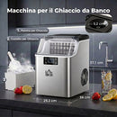 Macchina del Ghiaccio 3,2 Litri 24 Cubetti 299W in Acciaio Argento