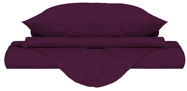 online Copripiumino Matrimoniale con Sacco e Federe Tinta Unita Prugna