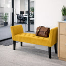 Panca Fondoletto Ingresso 111x40x60 cm con Piedi in Legno e Rivestimento Velluto Mostarda     