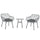 Set Tavolino e 2 Sedie da Giardino in Rattan PE e Cuscini Grigio