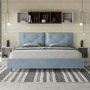 Letto Matrimoniale Imbottito in Microfibra Appia Large Azzurro Varie Misure