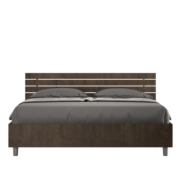 acquista Letto Matrimoniale con Alzata Comoda Testata Inclinata a Doghe Ankel Noce Varie Misure