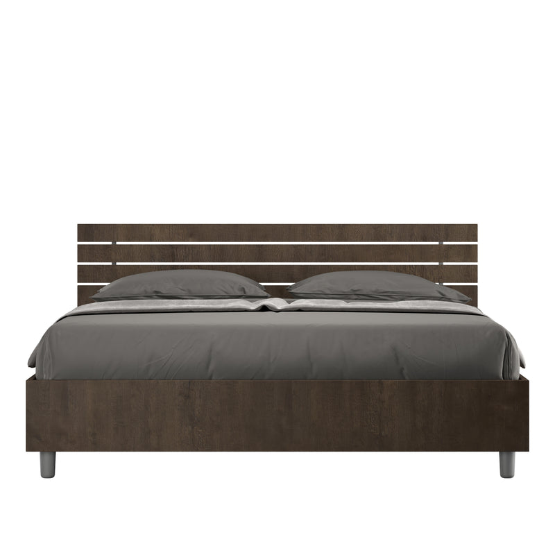 Letto Matrimoniale con Alzata Comoda Testata Dritta a Doghe Ankel Noce Varie Misure