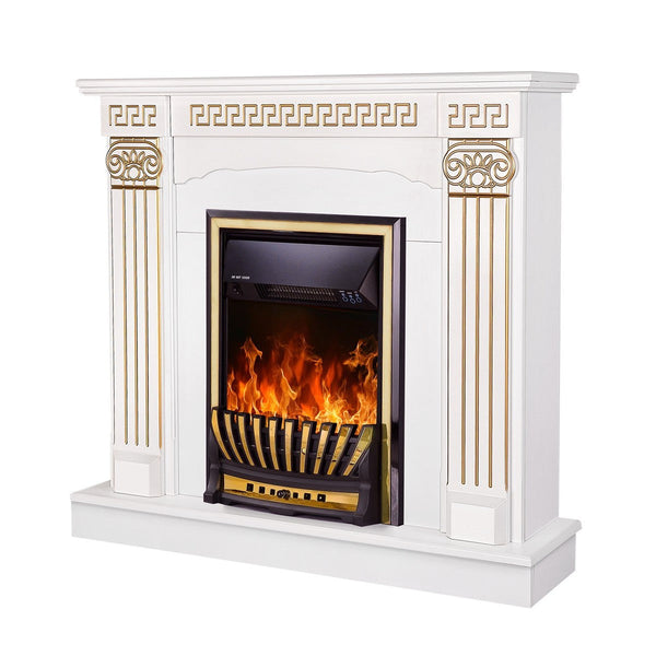 online Camino Elettrico da Pavimento 102x110x30 cm Effetto Fiamma 2000W Calisto & Meridian Bianco