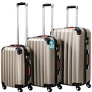 Set 3 Valigie Trolley Rigide da Viaggio Easy Roll Angoli Rinfornzati in ABS Champagne  