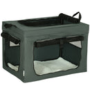Trasportino per Cani Mini e Gatti 60x42x42 cm con Cuscino Sacca di Trasporto e Porte a Rete Grigio      