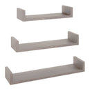 Set 3 Mensole da Parete 60-50-40x15,5x8 cm in Fibra di Legno Calamita Rovere Grigio New