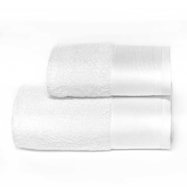 Set Spugna Asciugamani Viso + Ospite con Balza in Raso Garrini Hope Bianco online