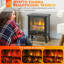 Camino Elettrico da Pavimento 1800W con Fiamma a 3 Intensità 36x21x47 cm Nero 