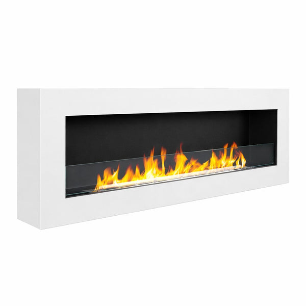 online Camino a Bioetanolo a Parete 120x15x41 cm Siena Struttura in Acciaio Bianco