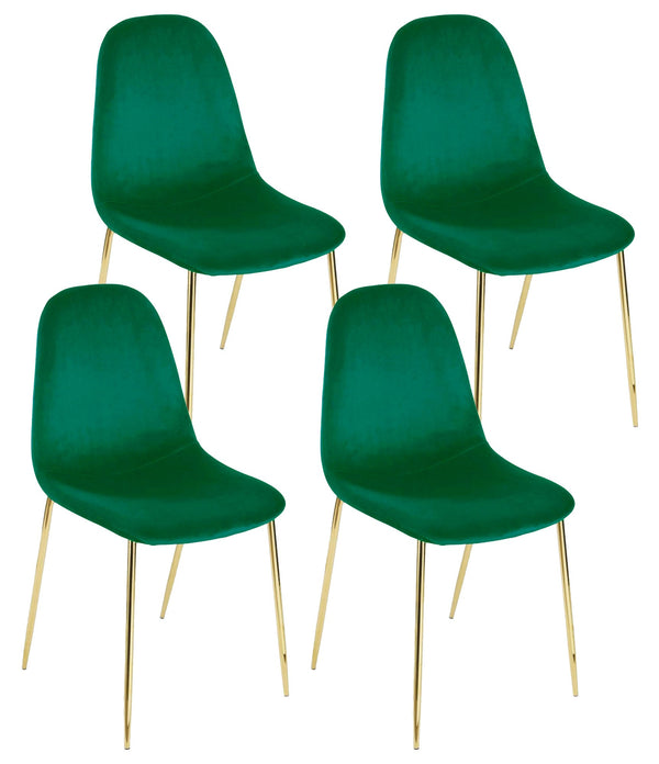 prezzo Set 4 Sedie Imbottite 44x55x86 cm in Velluto Verde e Oro