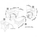 Set Salotto da Giardino Divano 2 Poltrone e Tavolino con Cuscini in Wicker