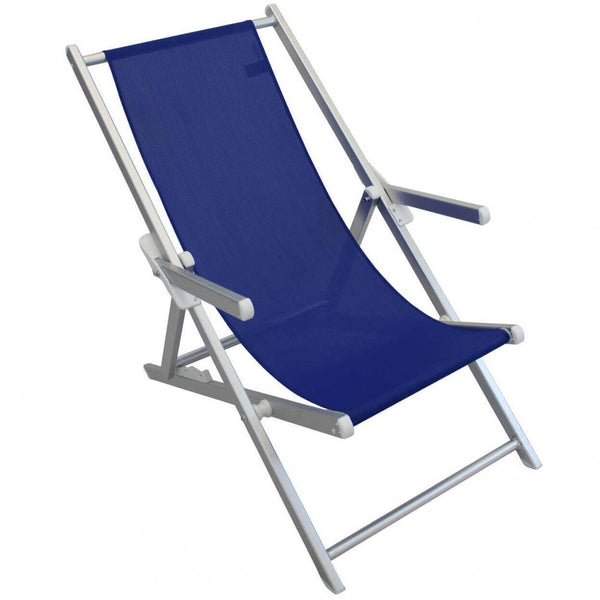 sconto Sdraio Mare Textilene con Braccioli 98x67,5x106 h cm in Textilene Blu