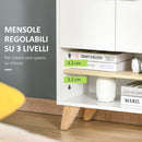 Mobile Multiuso 2 Ante 3 Ripiani 60x30x78 cm in Legno Bianco