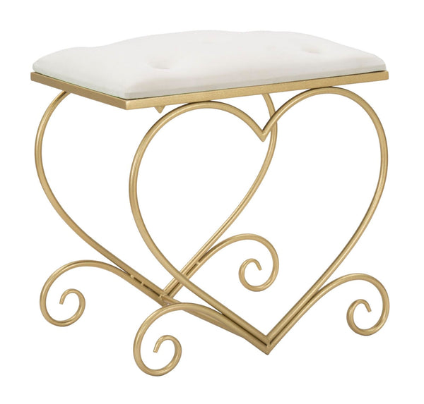 sconto Sgabello Heart Crema 50x37,5x51,5 cm in Ferro e MDF e Spugna e Poliestere Oro e Rosa
