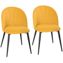 Set 2 Sedie da Pranzo Imbottite 52x55x79 cm con Schienale a Conchiglia in Velluto Giallo      