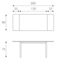 Tavolo Allungabile 130/200x80x75 cm in Metallo con Top in Vetro Cappuccino