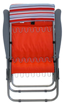 Sedia Sdraio da Giardino 68x58x106 cm Reclinabile 5 Posizioni con Cuscino Rigato Rosso