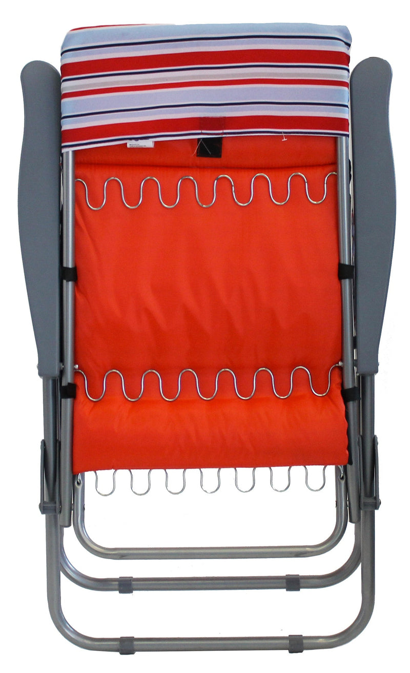 Sedia Sdraio da Giardino 68x58x106 cm Reclinabile 5 Posizioni con Cuscino Rigato Rosso