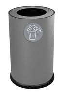 Pattumiera Per Raccolta Differenziata Ø45xh72 cm In Acciaio Verniciato 1 Scomparto con Anello Reggisacco Grigio