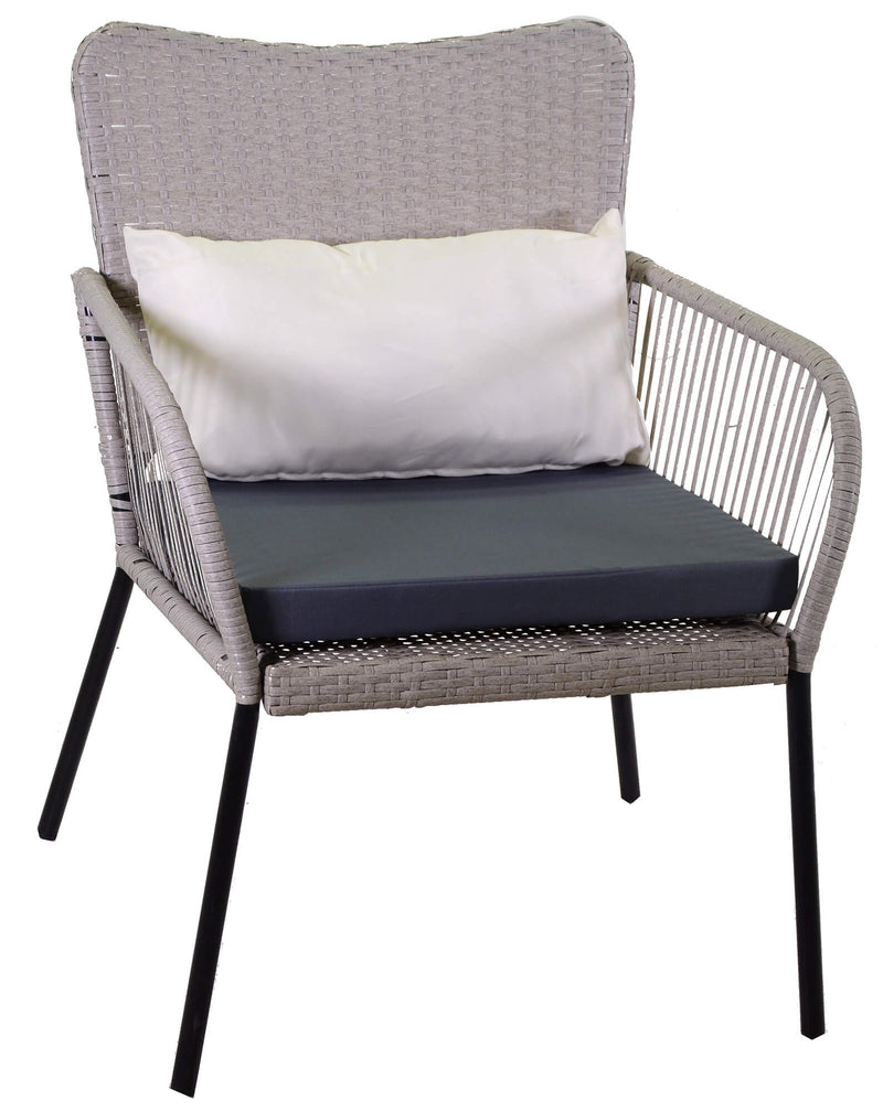 Set da Giardino Divano 2 Poltrone e Tavolino in Polyrattan Laredo Melange Grigio