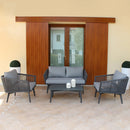 Set Salotto da Giardino Divano 2 Poltrone e Tavolino con Cuscini in Alluminio Antracite