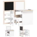 Set Tavolo e Sedia per Bambini 3-8 Anni con Lavagna Nera, Lavagna Bianca, Contenitori e Rotolo di Carta, Bianco      