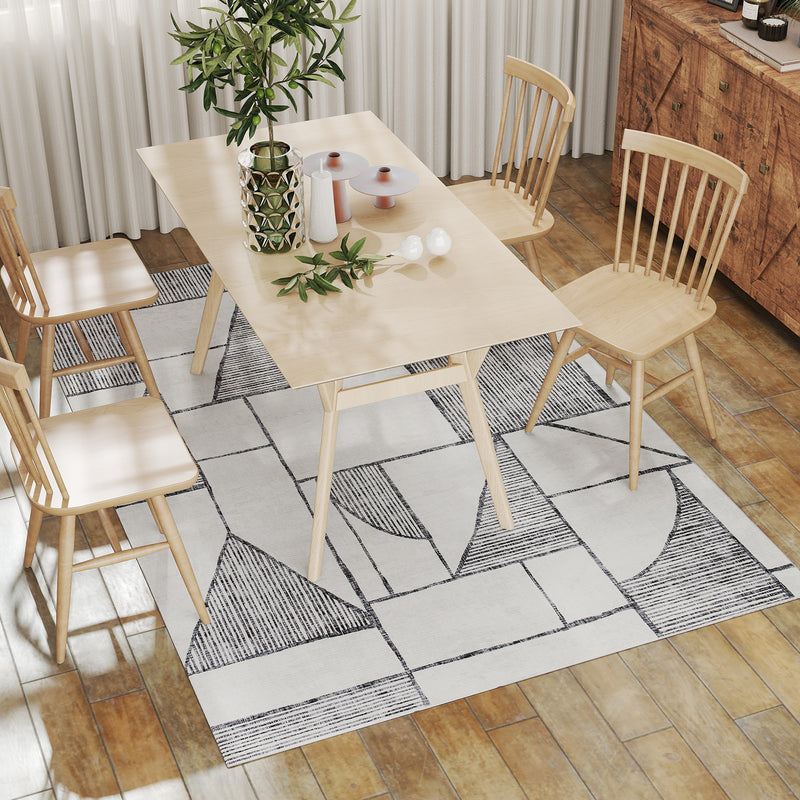 Tappeto Moderno Antiscivolo 230x160x0,7 cm Linee Geometriche in Poliestere Grigio  