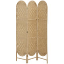 Paravento da Interni Pieghevole a 3 Pannelli 120x170 cm Stile Bohemien in Carta e Legno di Pino Color Legno      