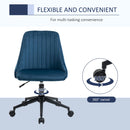 Sedia Operativa da Ufficio 50x58x77-85 cm in Tessuto Effetto Velluto Blu